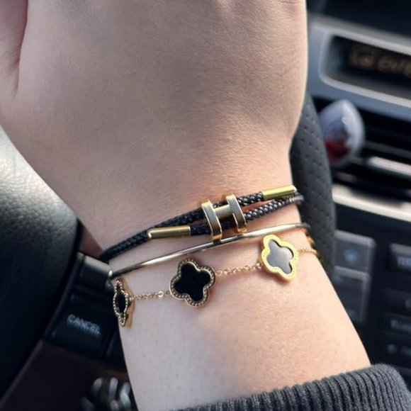 Neiman Marcus Jewelry - Neiman Marcus Gold-plated Buckle Design Titanium Steel Wire Rope Bracelet